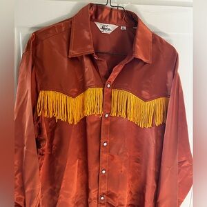 Panhandle Slim Copper Shirt with Mustard Fringe